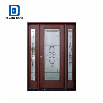 Fangda Decorative Glass Full Lite Fiberglass Oak Exterior Door